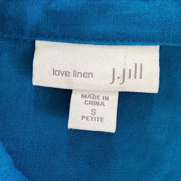 J Jill Love Linen Relaxed Tunic Top 3/4 Sleeve Popover Placket Collared High/Low - Picture 8 of 15